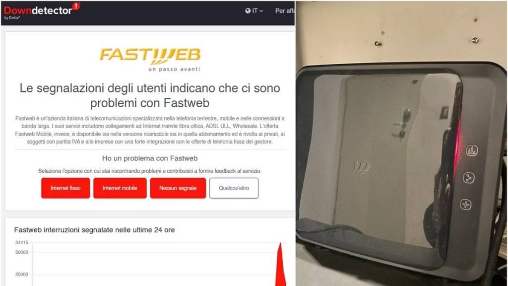 Fastweb in blackout: rete giù in tutta Italia
